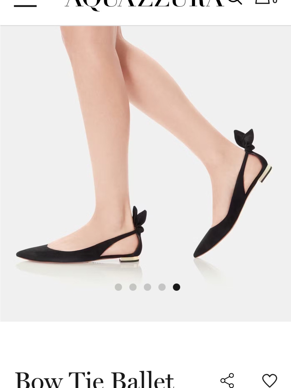 Aquazzura Black Bow-Tie Slingback Ballet Flats Size 40